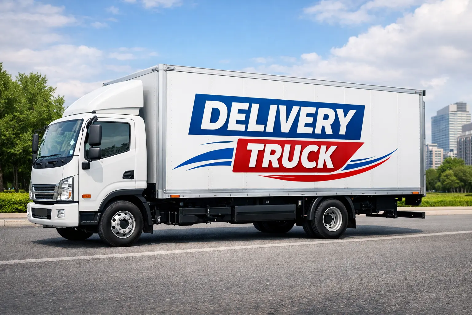 Delivery truck in dubai delivering the items