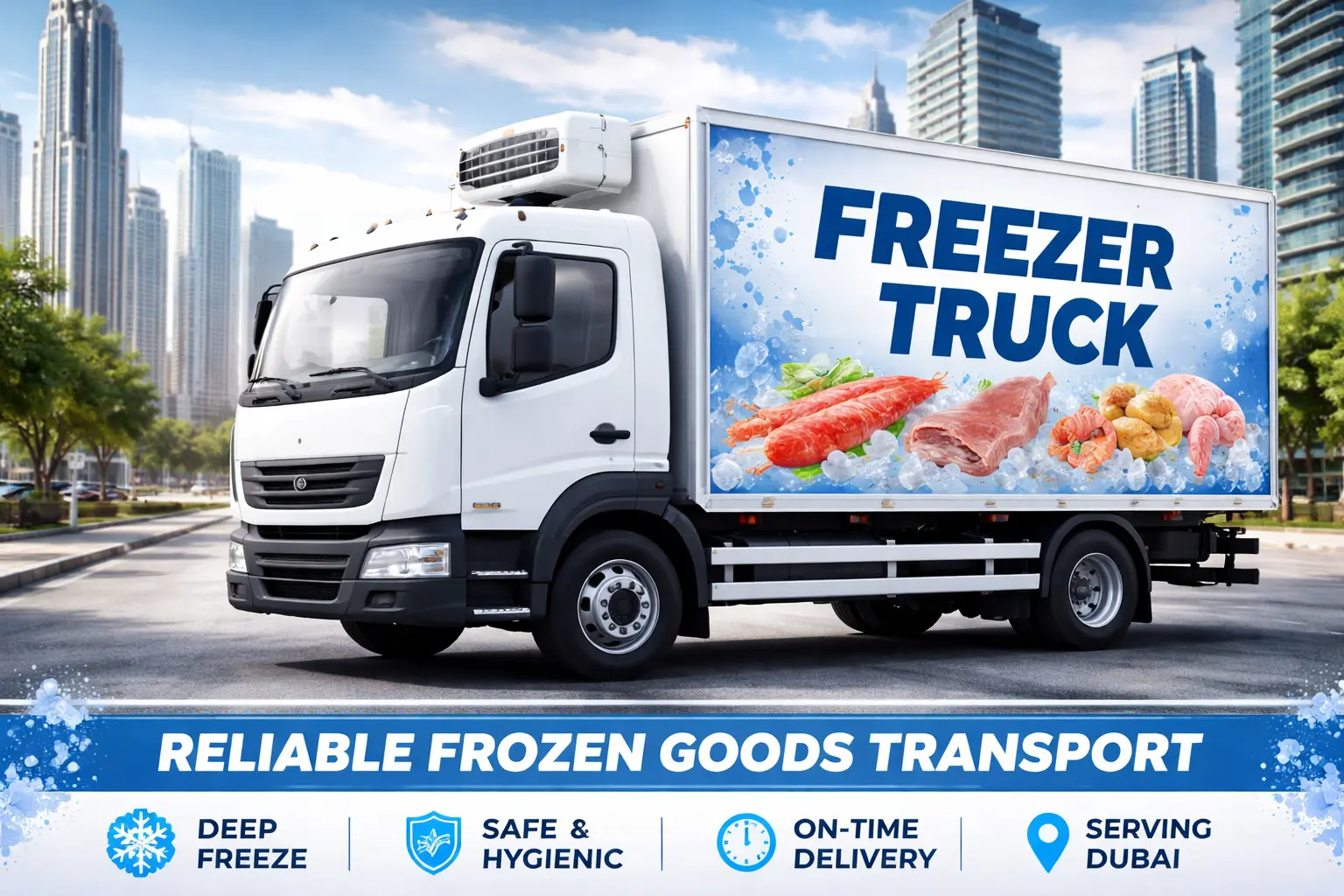 Freezer truck on duty serving in Dubai