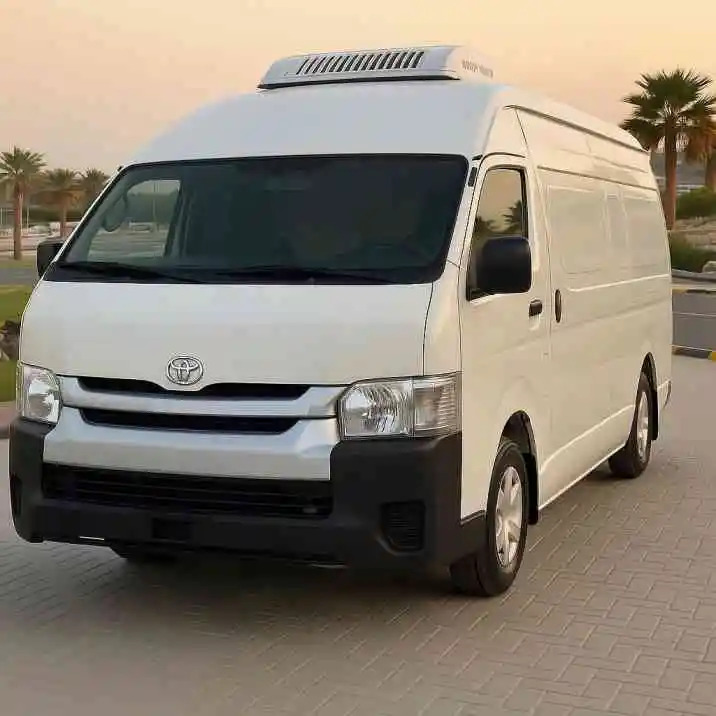 A chiller van parked in Dubai ready for urgent same-day cold chain delivery of perishable goods