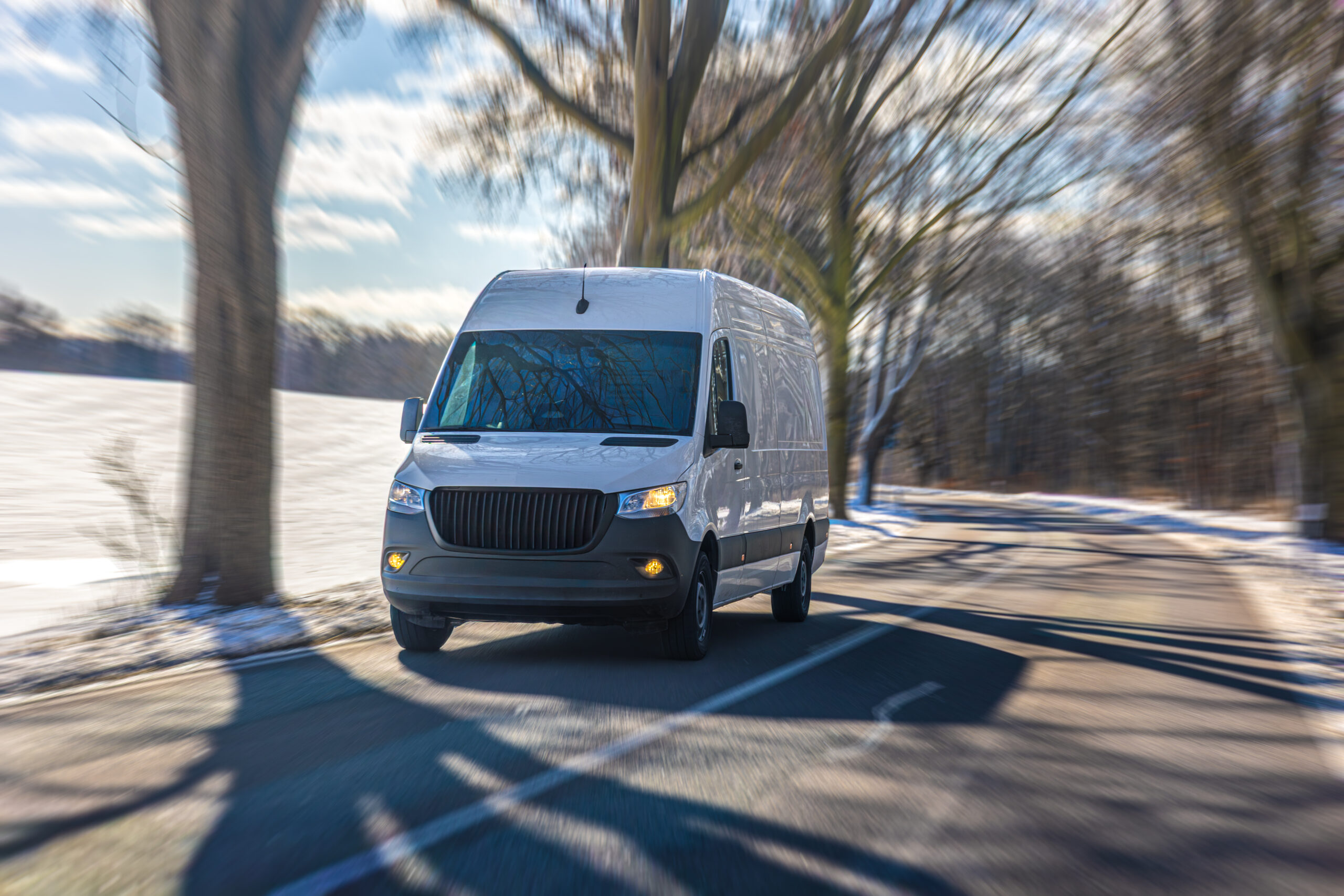 A refrigerated chiller van used for catering food delivery in Dubai, UAE