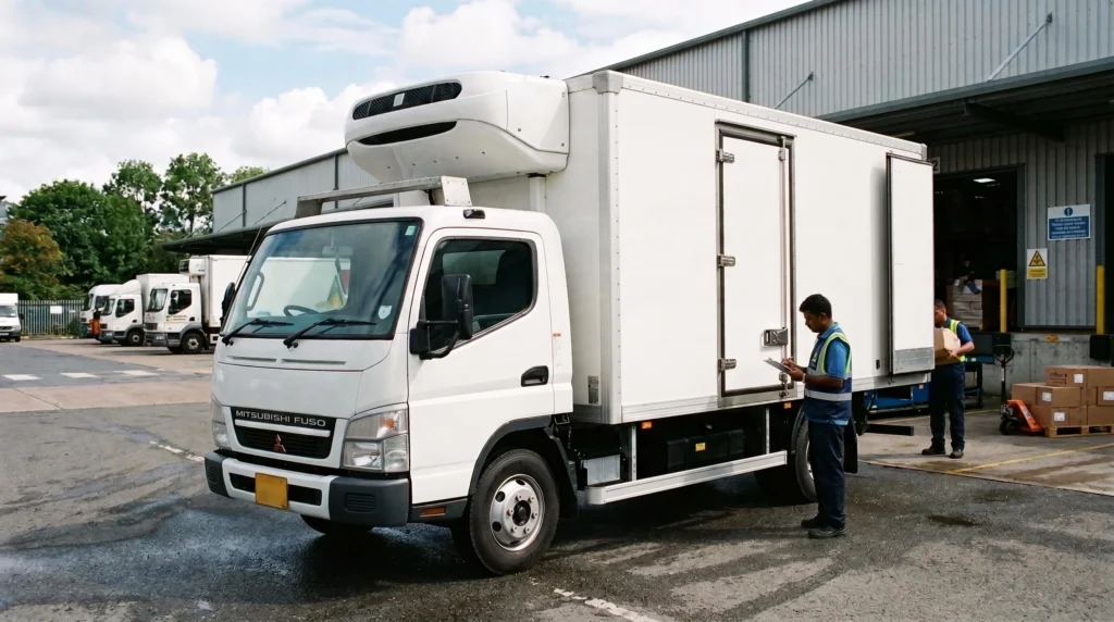 Chiller van used for fish and seafood delivery van rental in Dubai loaded with fresh catch